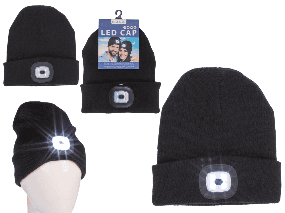 Black cap with 4 LED (incl. batteries),