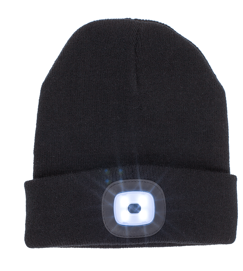 Black cap with 4 LED (incl. batteries),