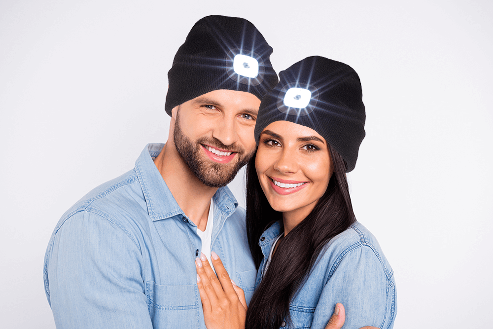 Black cap with 4 LED (incl. batteries),