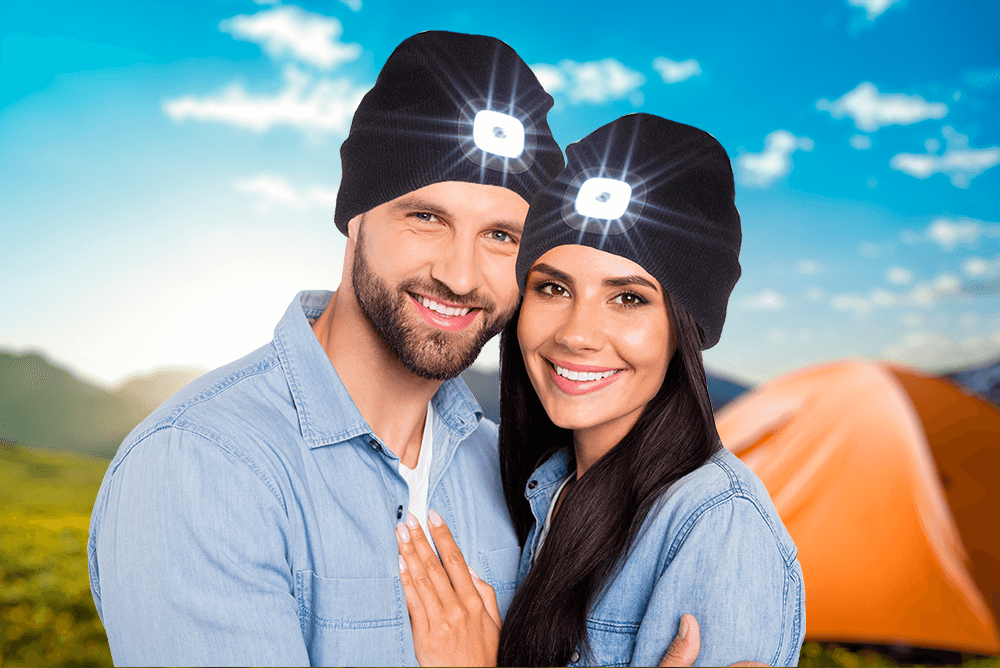 Black cap with 4 LED (incl. batteries),