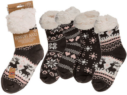 Women comfort socks, Dark Ice Flower & Ornaments,