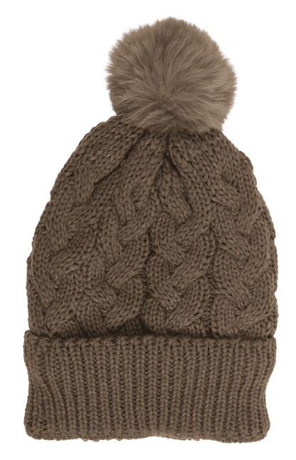 Comfort cap with artificial fur, Cable Stitch,
