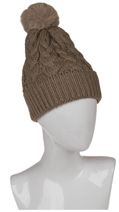 Comfort cap with artificial fur, Cable Stitch,