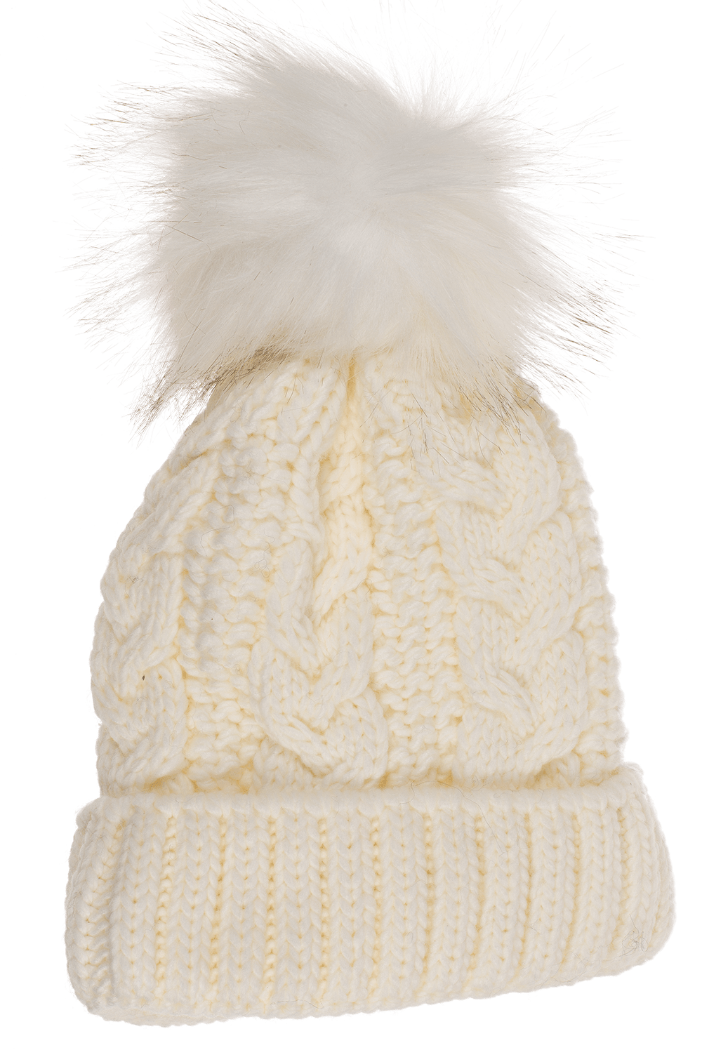 Comfort cap with artifical fur pompom,