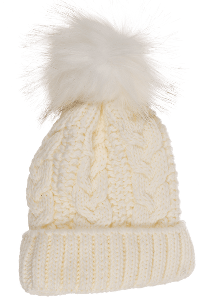 Comfort cap with artifical fur pompom,