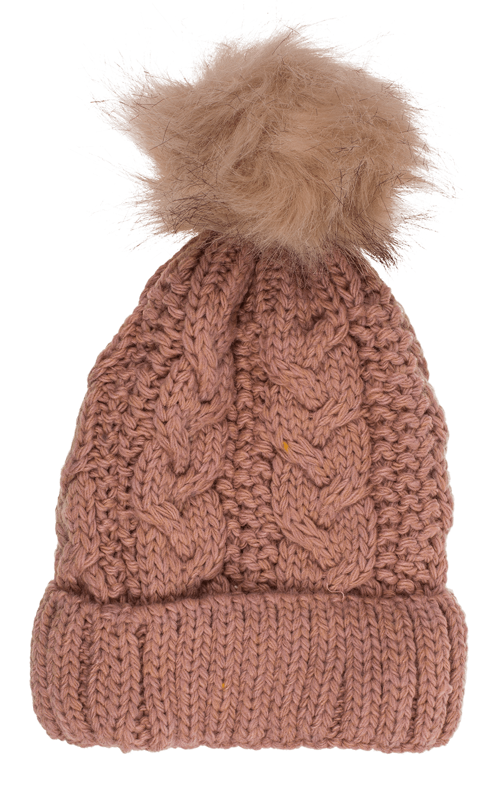 Comfort cap with artifical fur pompom,