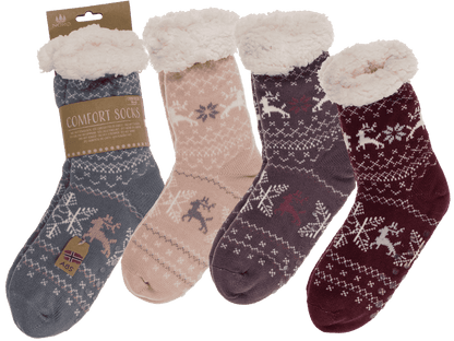 Damen-Hüttensocken, Reindeer & Snowflake,