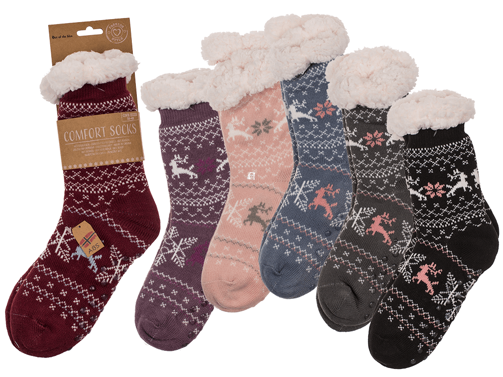 Woman comfort socky, Reindeer & Snowflake,