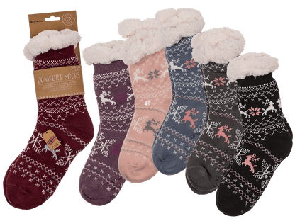 Woman comfort socky, Reindeer & Snowflake,