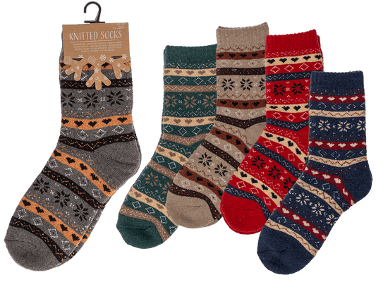 Knitted Socks, Unisex, Iceflower & hearts,