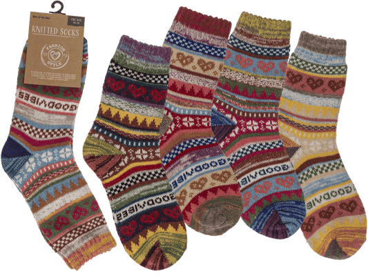 Knitted socks for women, Good Vibes,