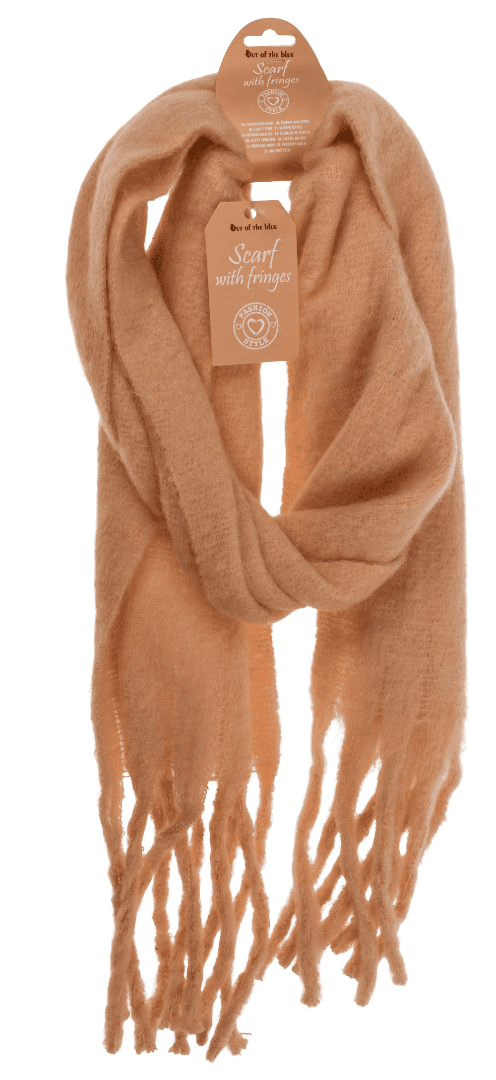 Fluffy scarf with frings,