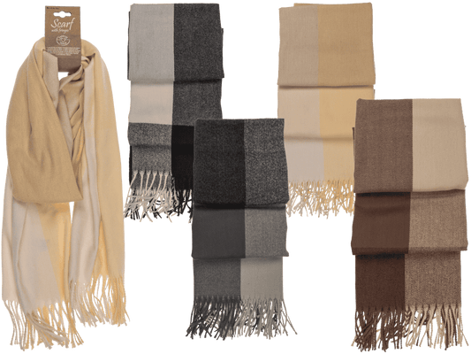 Square patterned scarf with frings, 65 x 180 cm