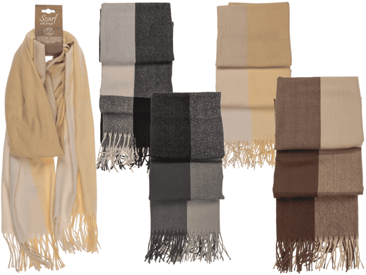 Square patterned scarf with frings, 65 x 180 cm
