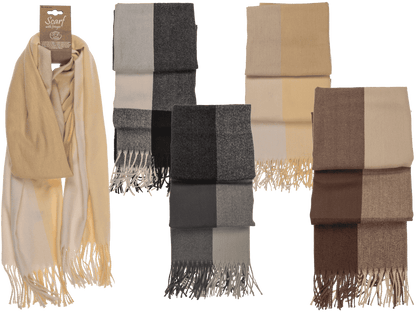 Square patterned scarf with frings, 65 x 180 cm