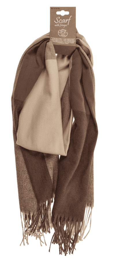 Square patterned scarf with frings, 65 x 180 cm