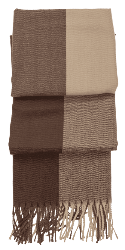 Square patterned scarf with frings, 65 x 180 cm