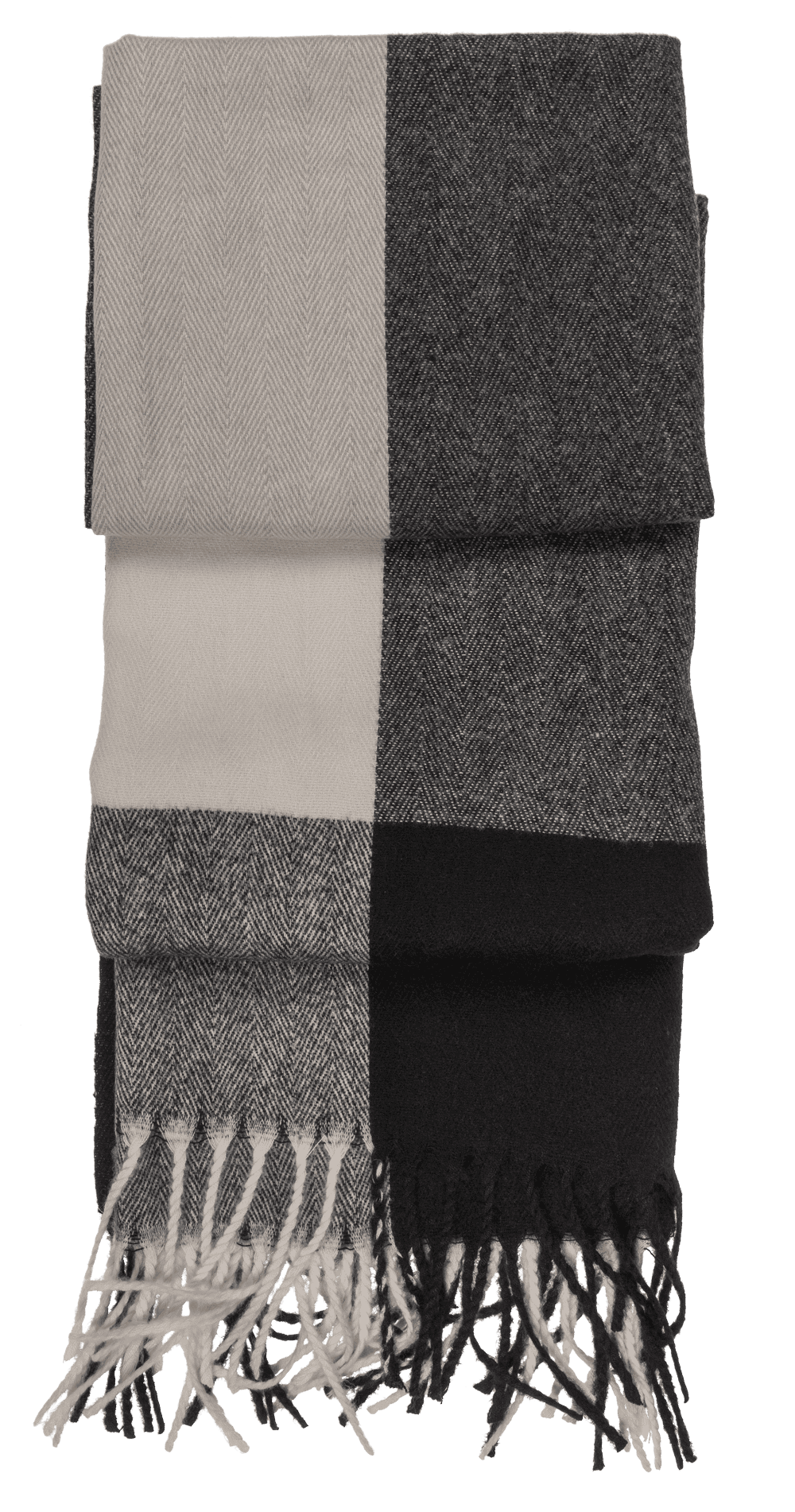 Square patterned scarf with frings, 65 x 180 cm