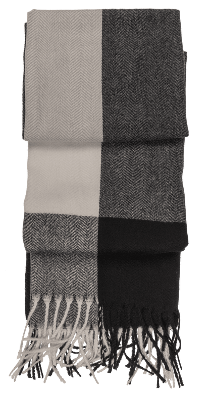 Square patterned scarf with frings, 65 x 180 cm