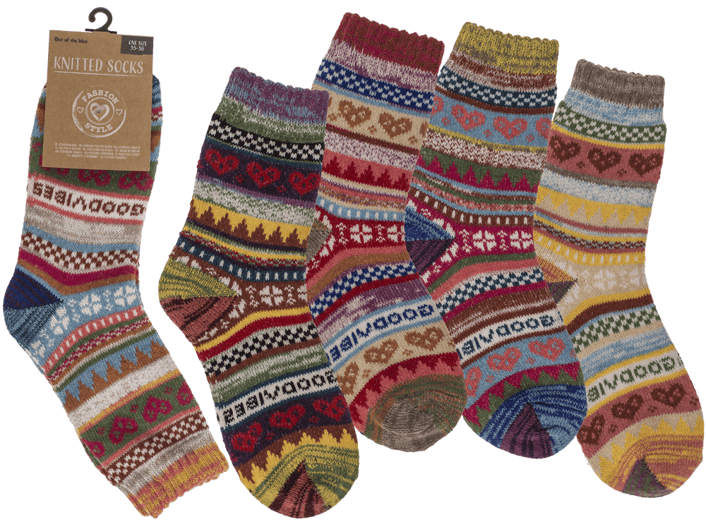 Knitted socks for woman, Good Vibes,