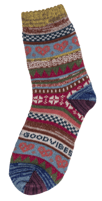 Knitted socks for woman, Good Vibes,