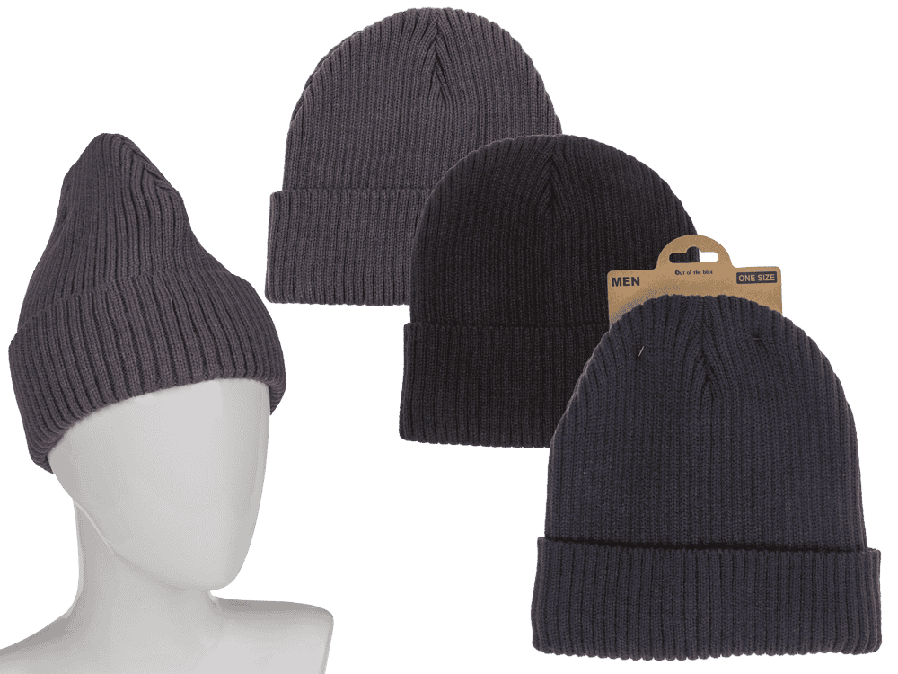 Men winter hat, Beanie, rib structure,