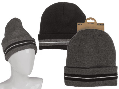 Men winter hat, Striped, with inner lining,