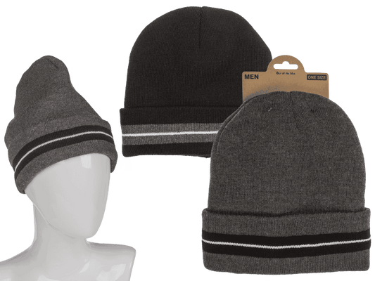 Men winter hat, Striped, with inner lining,