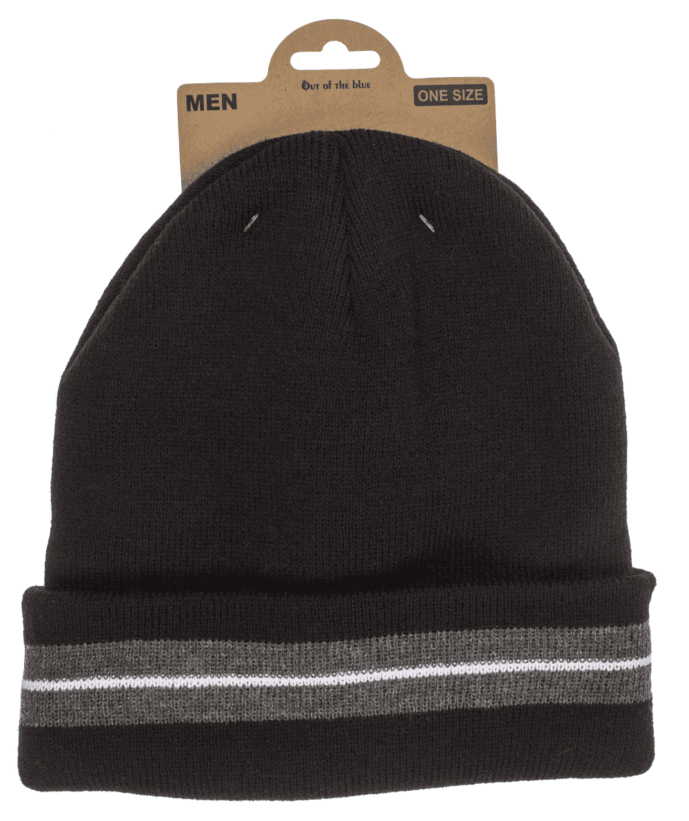 Men winter hat, Striped, with inner lining,
