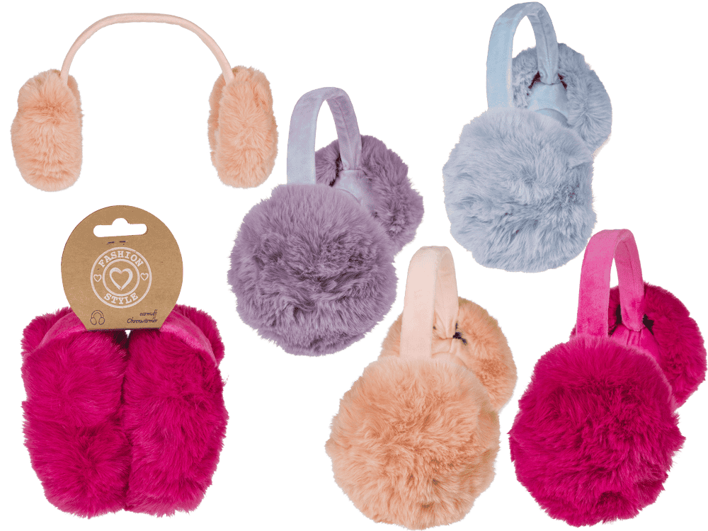 Foldable ear muffs, Fluffy, Colourful,
