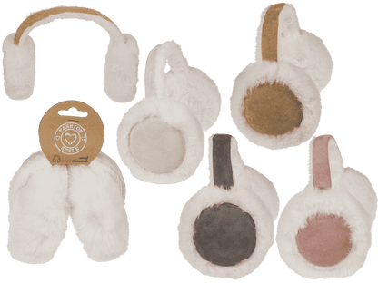 Foldable ear muffs, White Fur,