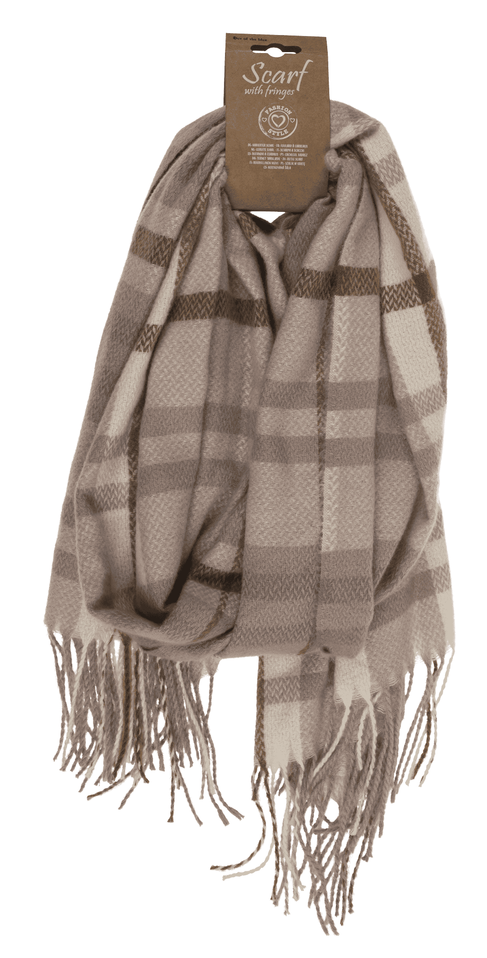Checked scarf, Elegant, with tassels,