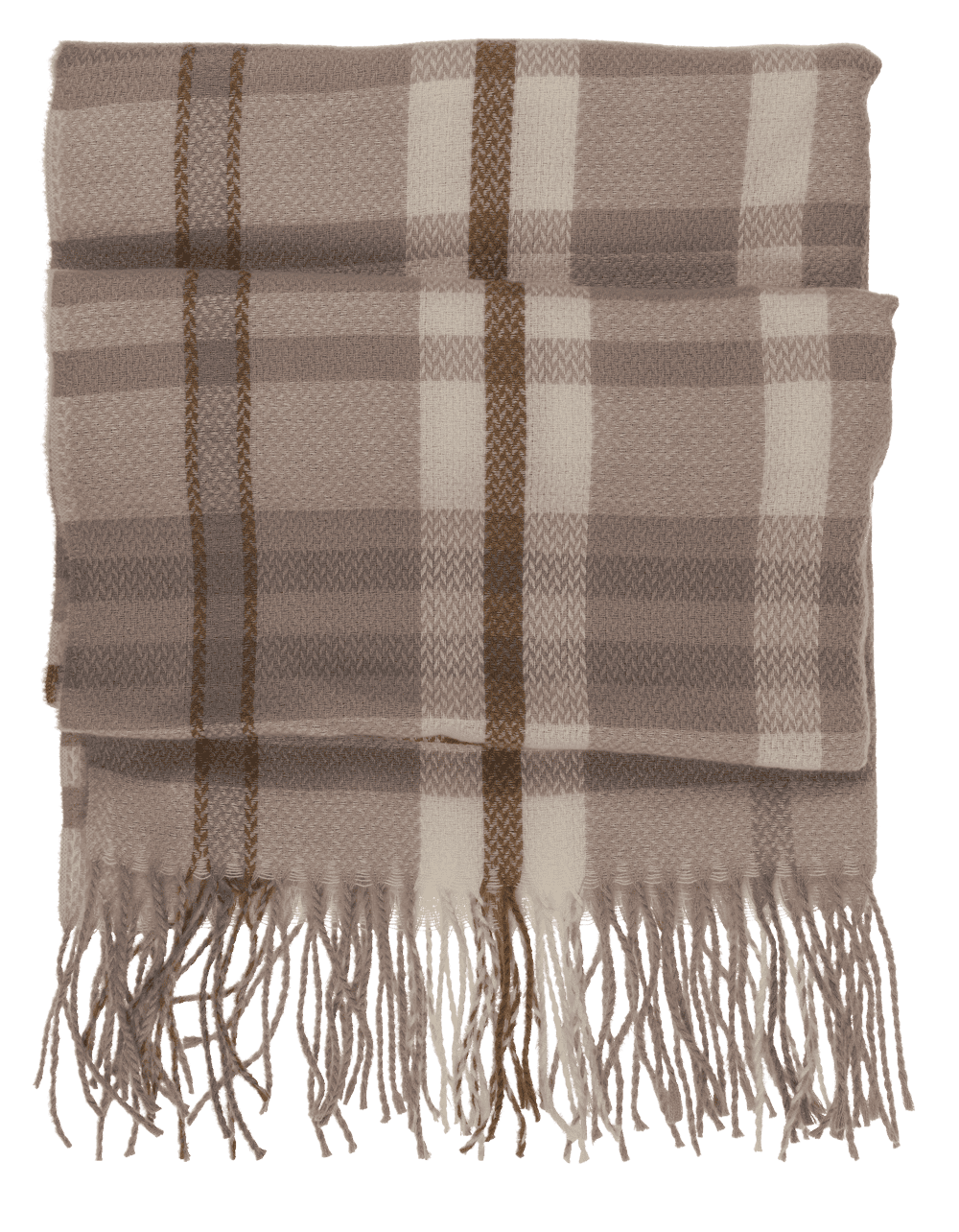 Checked scarf, Elegant, with tassels,
