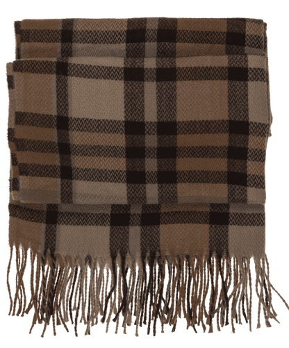 Checked scarf, Elegant, with tassels,