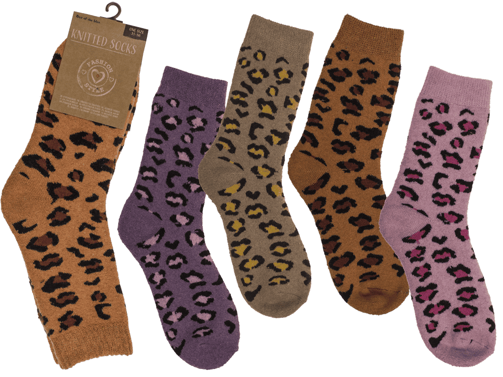 Knitted socks for women, Leopard,