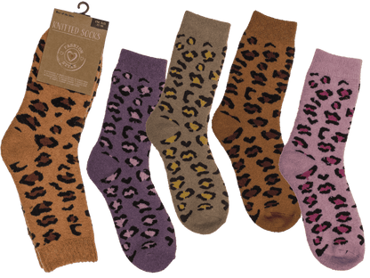 Knitted socks for women, Leopard,