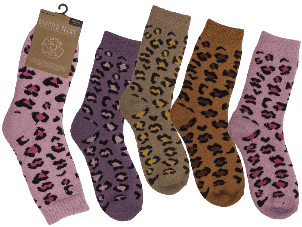 Knitted socks for women, Leopard,