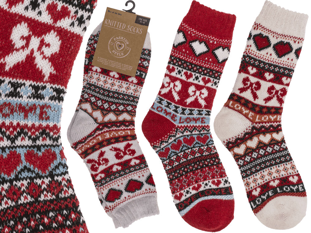 Knitted socks for women, Love,