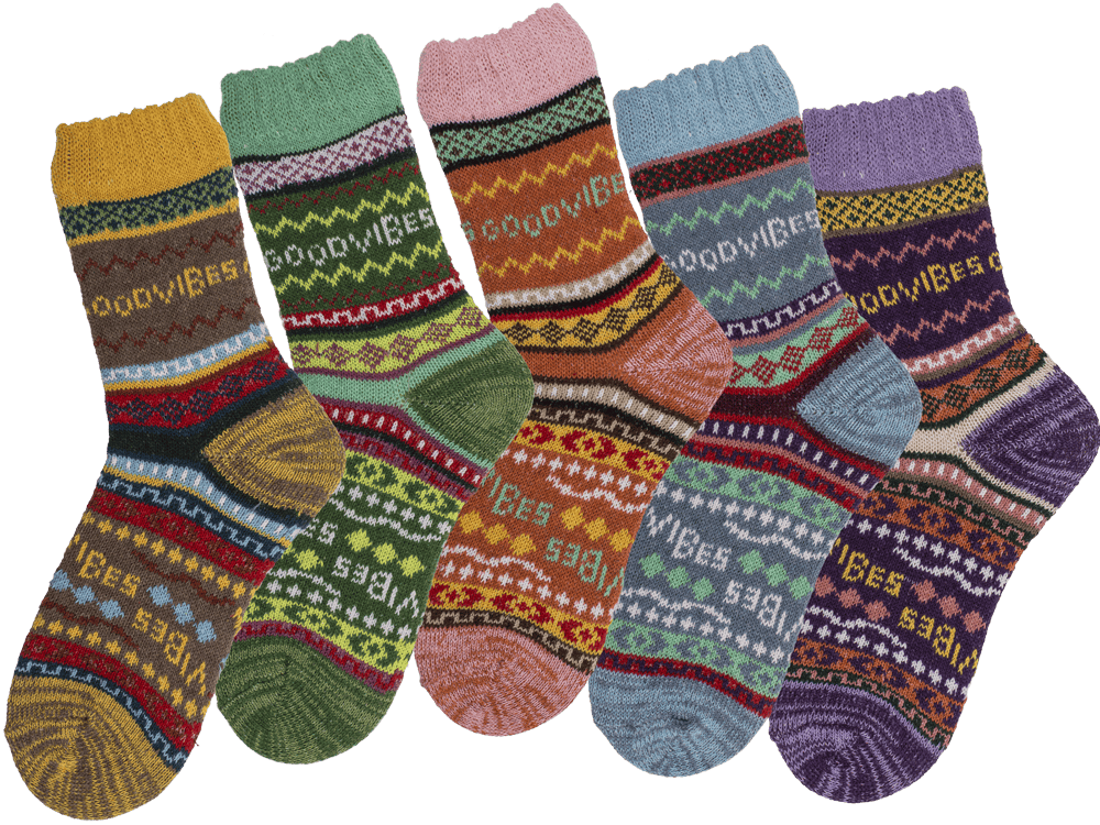 Knitted socks for women, Good Vibes,