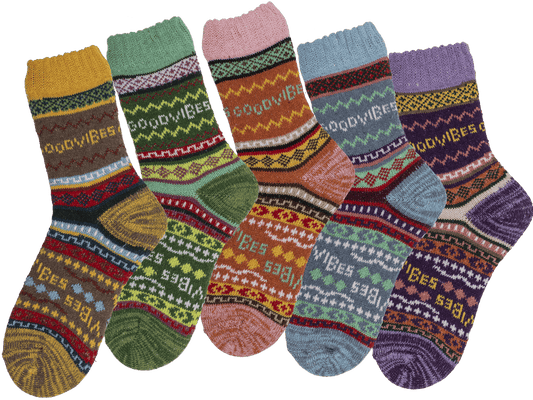 Knitted socks for women, Good Vibes,
