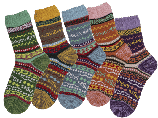 Knitted socks for women, Good Vibes,