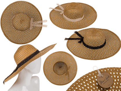 Straw Hat, Natural Chic, with ribbon,