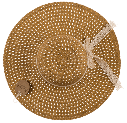 Straw Hat, Natural Chic, with ribbon,