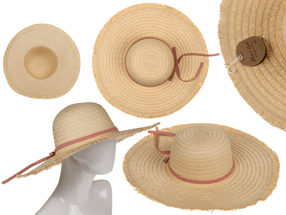 Straw Hat with ribbon, Elegant Chic,