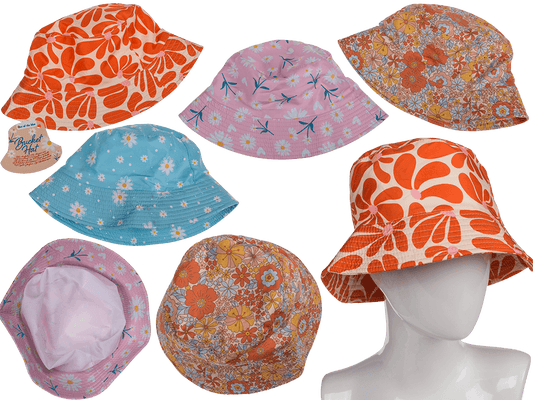 Bucket hat, Flowers, 4 ass.,