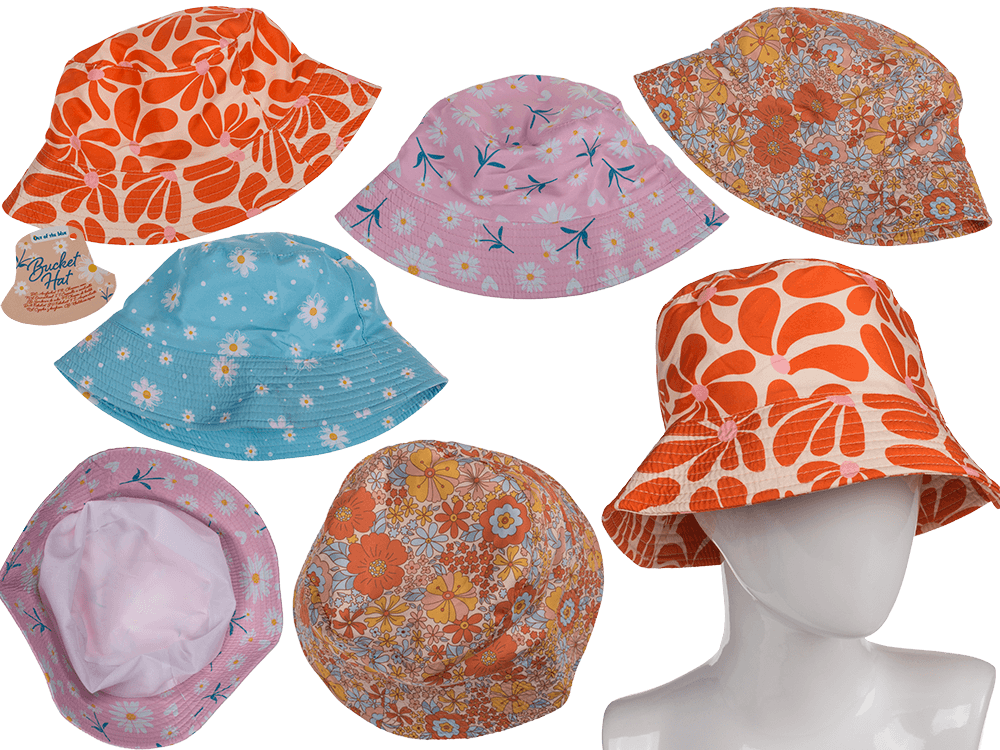 Bucket hat, Flowers, 4 ass.,