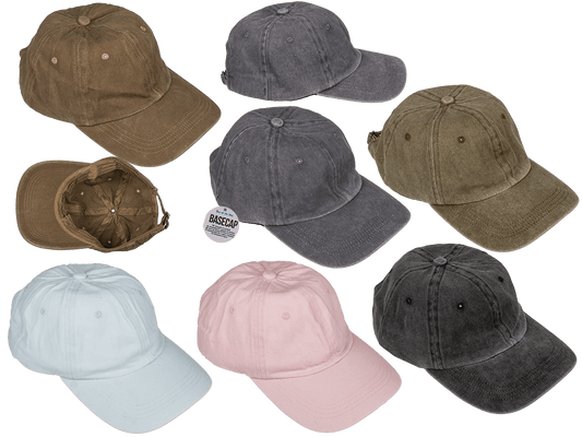 Basecap, Washed Look, 6 ass.,