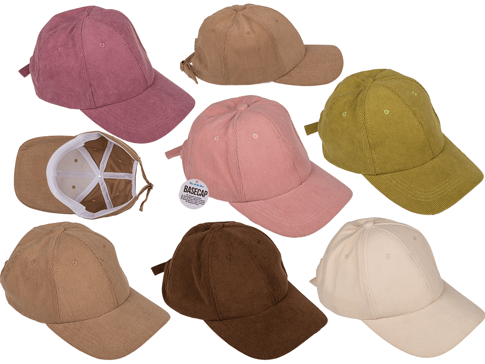 Cord basecap, 6 ass.,