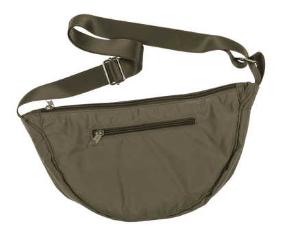 Half rounded shoulder bag with zipper,