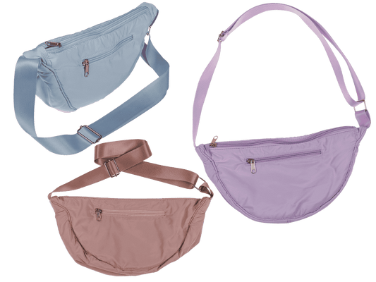 Half rounded shoulder bag with zipper,